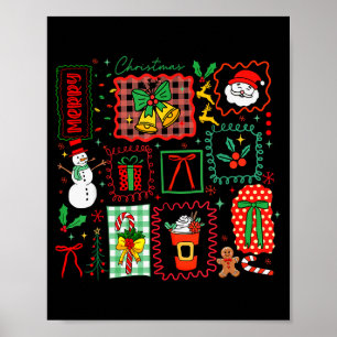 Poster Noël joyeux préppy vintage Santa Coquette Bow