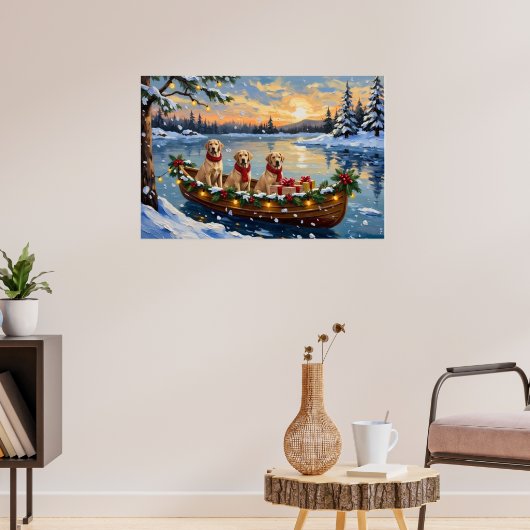 Poster Noël Labrador Retriever Bateau Fêtes (Salon 3)
