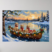 Poster Noël Labrador Retriever Bateau Fêtes (Devant)