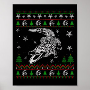 Poster Noël laid pour les amateurs d'alligator amusant la