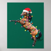Poster Noël Lumières Cheval Père Noël Funny Xmas Tree Hor (Devant)