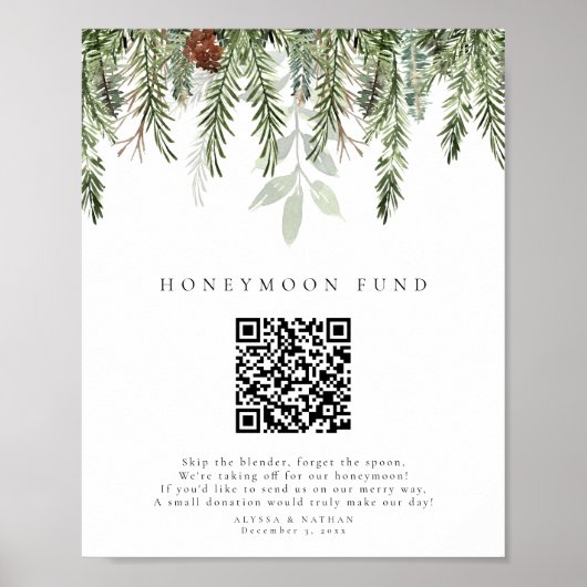 Poster Noël Mariage Lune de miel amusant Code QR Signal (Devant)