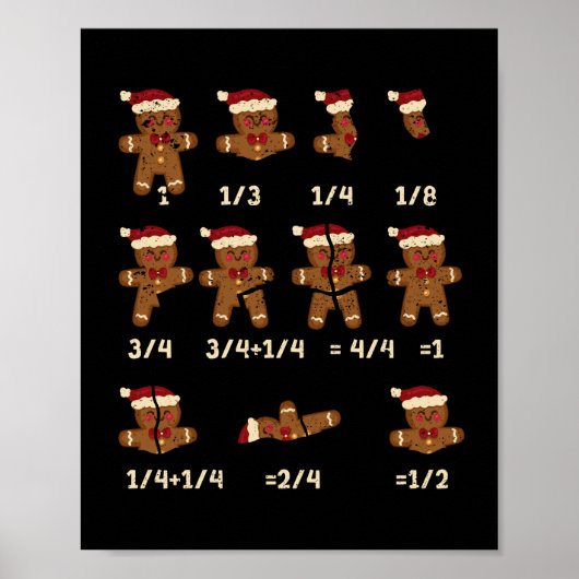 Poster Noël Math Fracture de l'enseignant Gingerbread Coo (Devant)