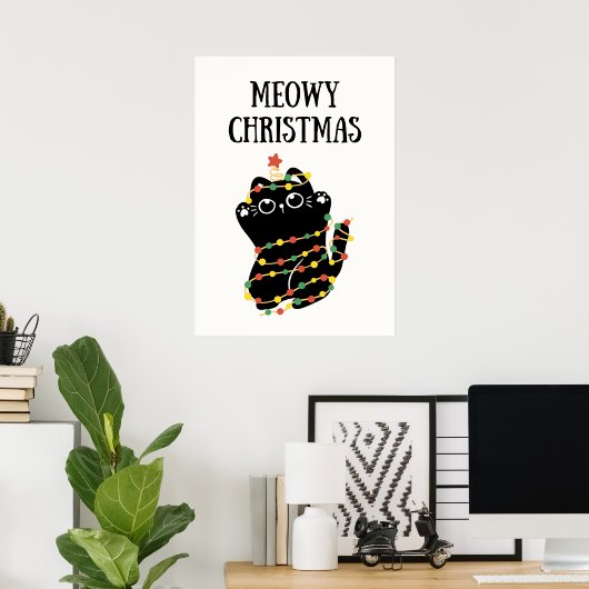 Poster Noël Meowy (Bureau à domicile)