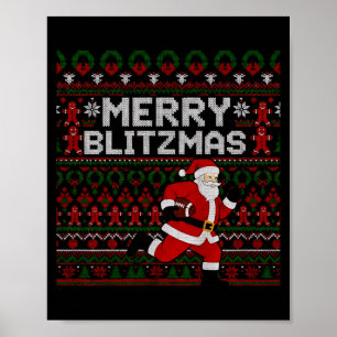 Poster Noël Merry Blitzmas Père Noël Football Sweat Ugly
