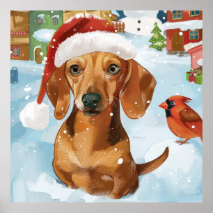 Poster Noël Merveilleux en Hiver pour Teckel