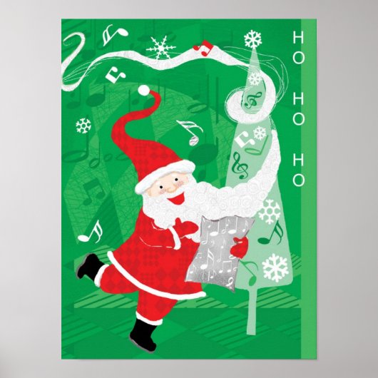 Poster Noël mignon, chant et danse Père Noël (Devant)