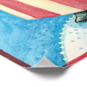 Poster Noël mignon, Père Noël patriotique avec drapeau (Coin)