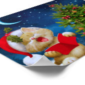 Poster Noël mignonne Carol Kitten Santa Hat Tree Holiday (Coin)