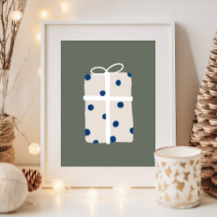 Poster Noël Moderne Boho Bleu Et Beige Présente Impressio