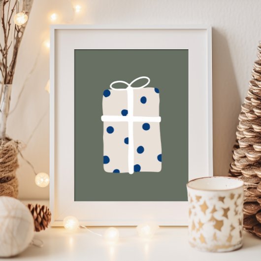 Poster Noël Moderne Boho Bleu Et Beige Présente Impressio