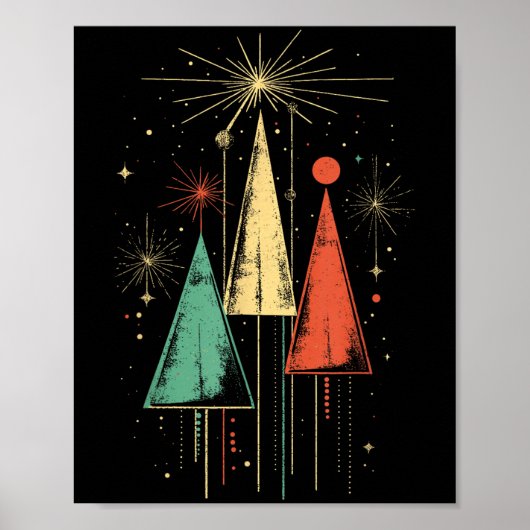 Poster Noël Moderne du Milieu du Siècle (Devant)