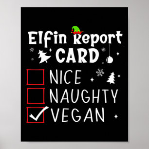 Poster Noël Nice Naughty Funny Liste de Noël Vegan Funny