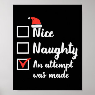Poster Noël Nice Naughty Tentative A Été Fabriqué Noël Ho
