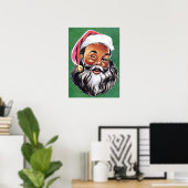 Poster Noël noir du Père Noël africain (Bureau à domicile)