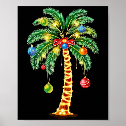Poster Noël Palm Tree fêtes hawaïennes (Devant)
