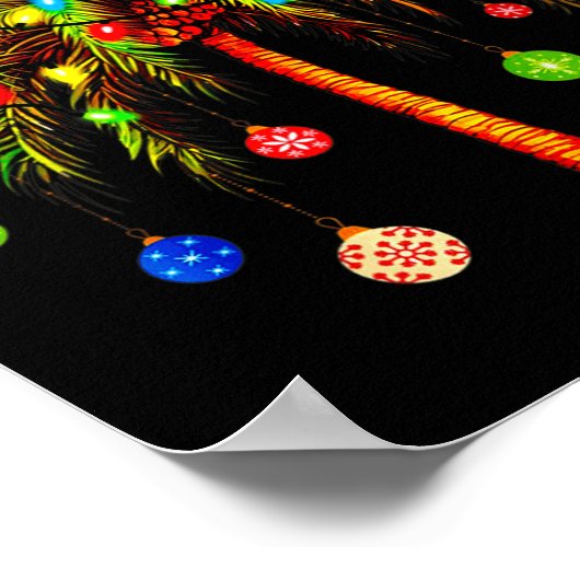 Poster Noël Palm Tree Lumière Hawaï Tropical Noël (Coin)