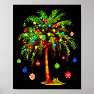 Poster Noël Palm Tree Lumière Hawaï Tropical Noël