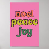 Poster Noel Peace Joy Retro 1970 Style (Devant)