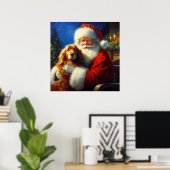 Poster Noël Père Noël avec Chiens 4 (Bureau à domicile)