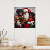 Poster Noël Père Noël avec enfants 7 (Cuisine)