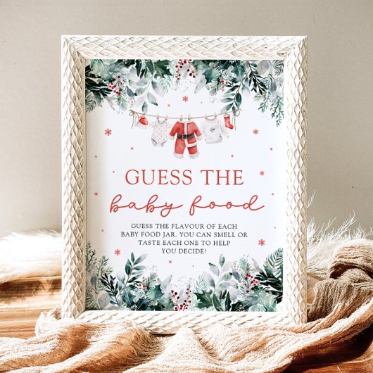 Poster Noël Père Noël Baby shower Guess the Baby Food