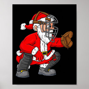 Poster Noël Père Noël Capteur de baseball Garçons Filles