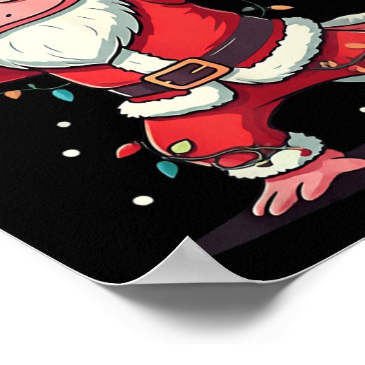Poster Noël Père Noël Costume Dabbing Axolotl Xmas Lumièr (Coin)
