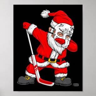 Poster Noël Père Noël Dabbing Joueur de hockey Garçons En