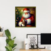 Poster Noël Père Noël et un chat 1 (Bureau à domicile)