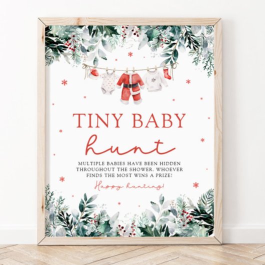 Poster Noël Père Noël Vêtements Baby shower Minuscule Cha