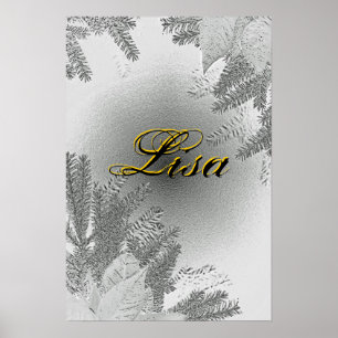 Poster Noël Poinsettia blanc et gris Lisa
