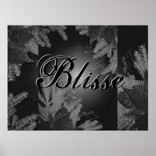 Poster Noël Poinsettia Blisse Noir Et Gris