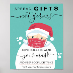 Poster Noël porter un masque signe de sécurité masqué Pèr