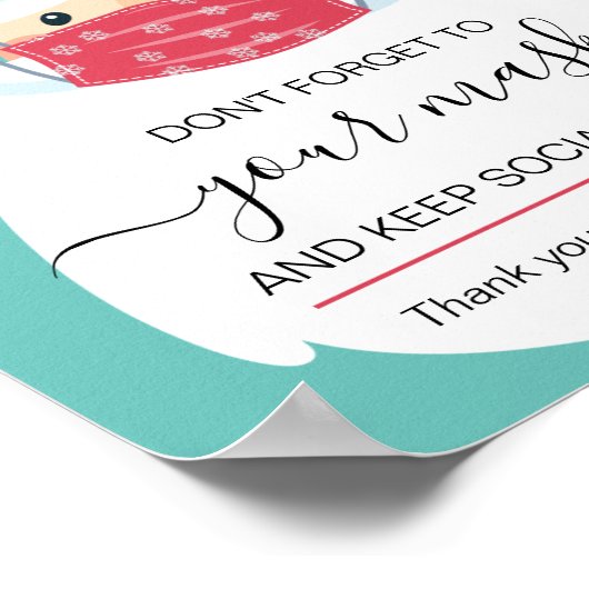 Poster Noël porter un masque signe de sécurité masqué Pèr (Coin)