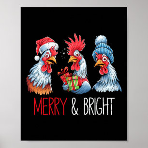Poster Noël Poulet de Noël Chapeau de Noël Fête d'animaux