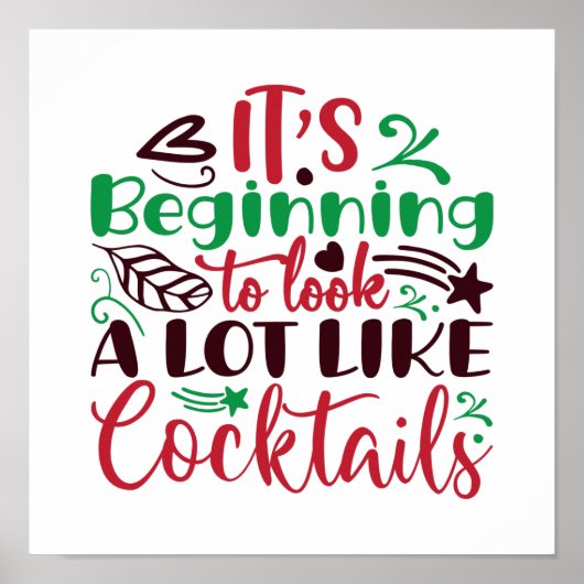 Poster Noël ressemble à des cocktails (Devant)