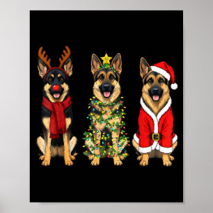 Poster Noël Rétro Berger Allemand Père Noël Renne Gsd