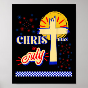 Poster Noël Rétro en Juillet Chrétien Jésus Dieu Été
