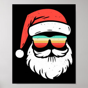 Poster Noël Rétro en Juillet Lunettes de Soleil Santa Eté