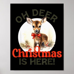 Poster Noël Rétro Vintage Renne Oh Cerf Noël
