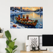 Poster Noël Rhodesian Ridgeback Bateau Fêtes (Bureau à domicile)