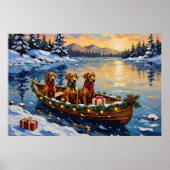 Poster Noël Rhodesian Ridgeback Bateau Fêtes (Devant)