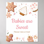Poster Noël rose Petits biscuits Les bébés sont doux (Devant)
