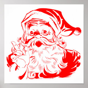 Poster Noël rouge et blanc du Père Noël