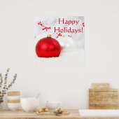 Poster Noël Rouge Et Blanc Joyeuses Fêtes (Cuisine)