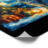 Poster Noël Russe Bleu Chat Art Van Gogh's The Star (Coin)