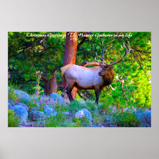 Poster Noël Salutations du chasseur Rassembleur dans ma v (Devant)