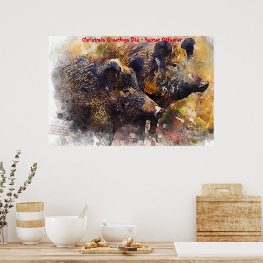 Poster Noël salutations Papa Hunter Gatherer (Cuisine)