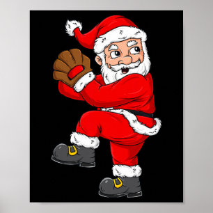 Poster Noël Santa Claus Baseball Pitcher Boys T Enfants